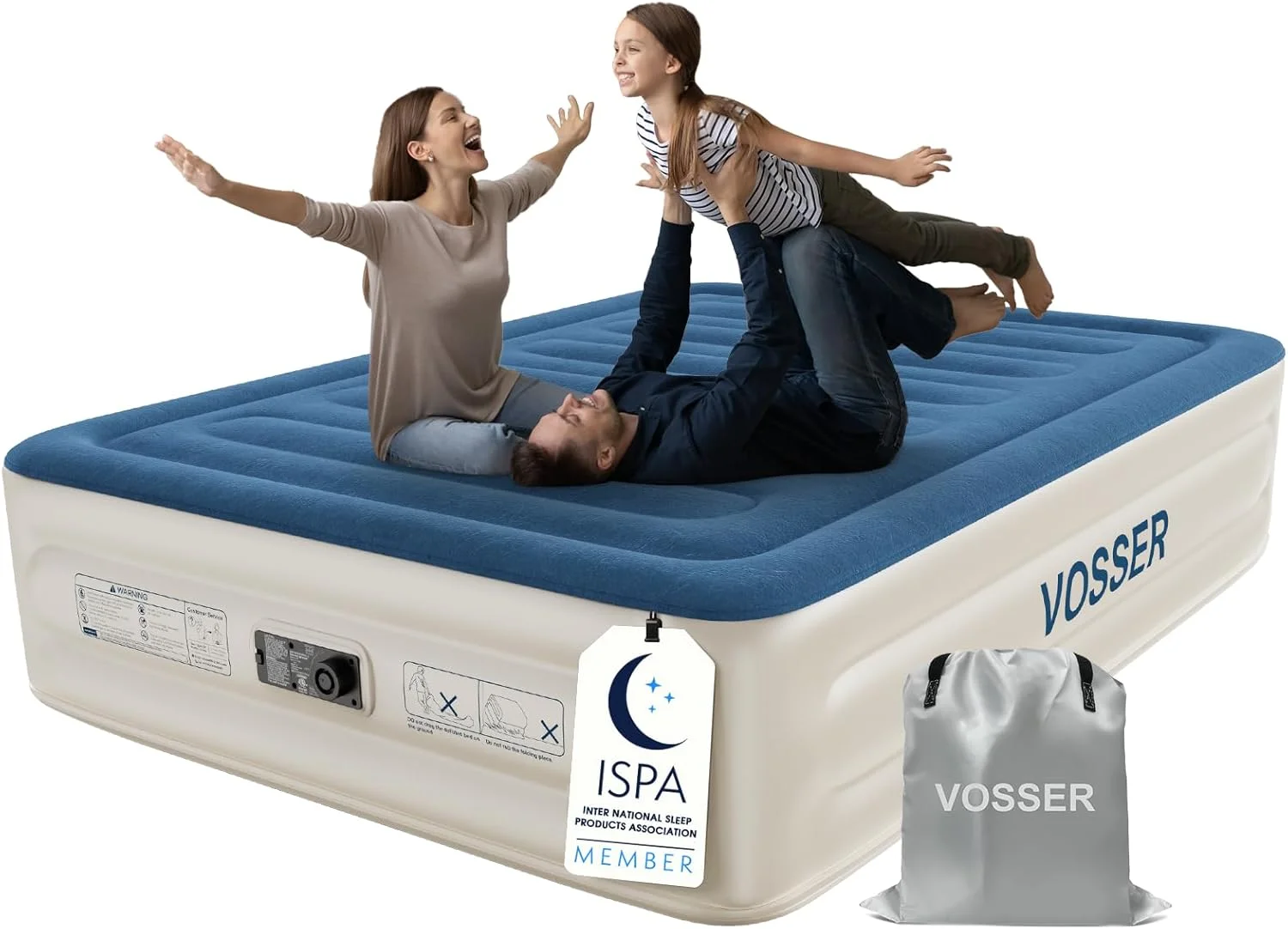 VOSSER Queen Air Mattress with Built-in Pump, 18'' Raised Blow Up Mattress, Flocked Top Inflatable Mattress for Home - Image 2