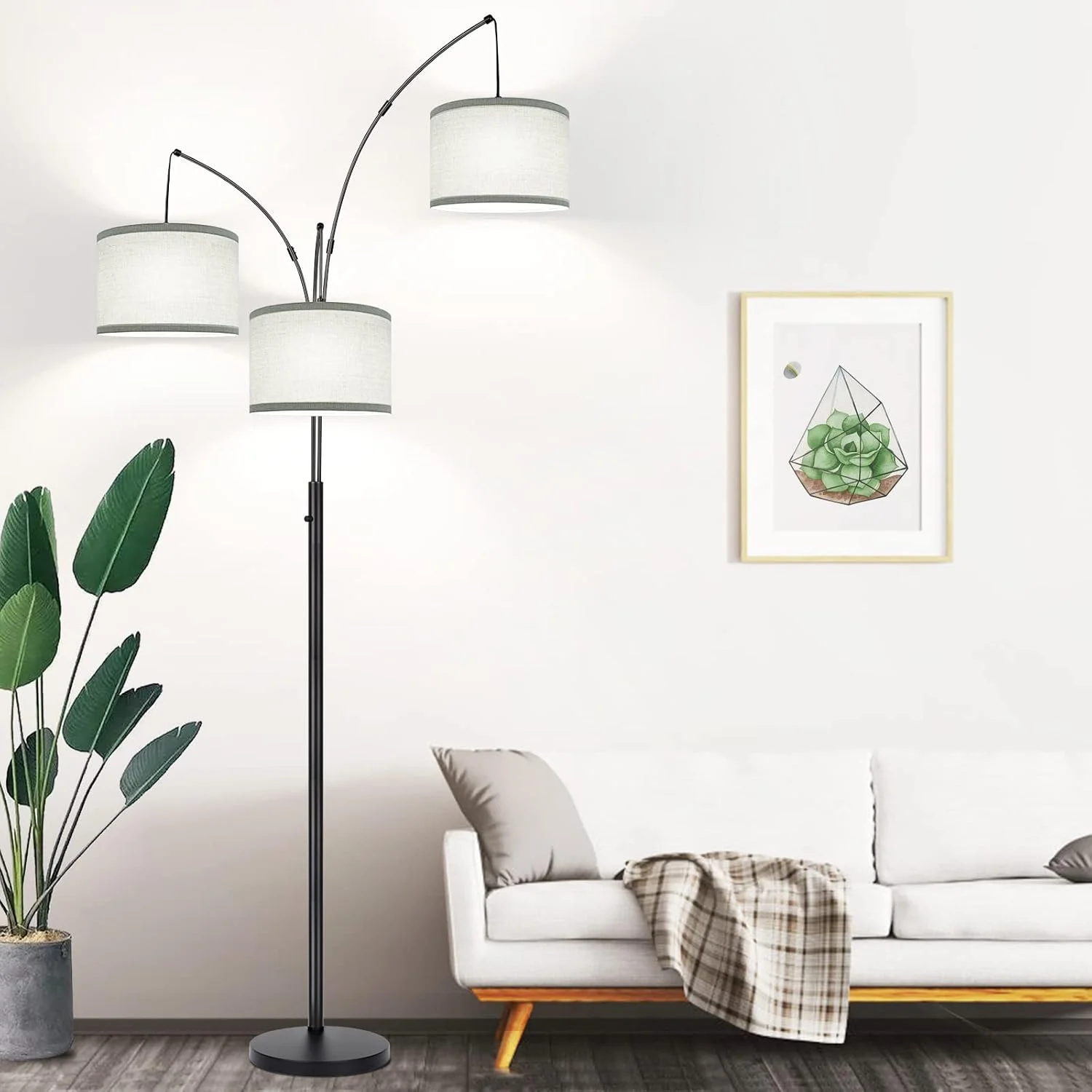 Nintiue 80-in 3-Light Dimmable Arc Floor Lamp, 3000LM - Image 10