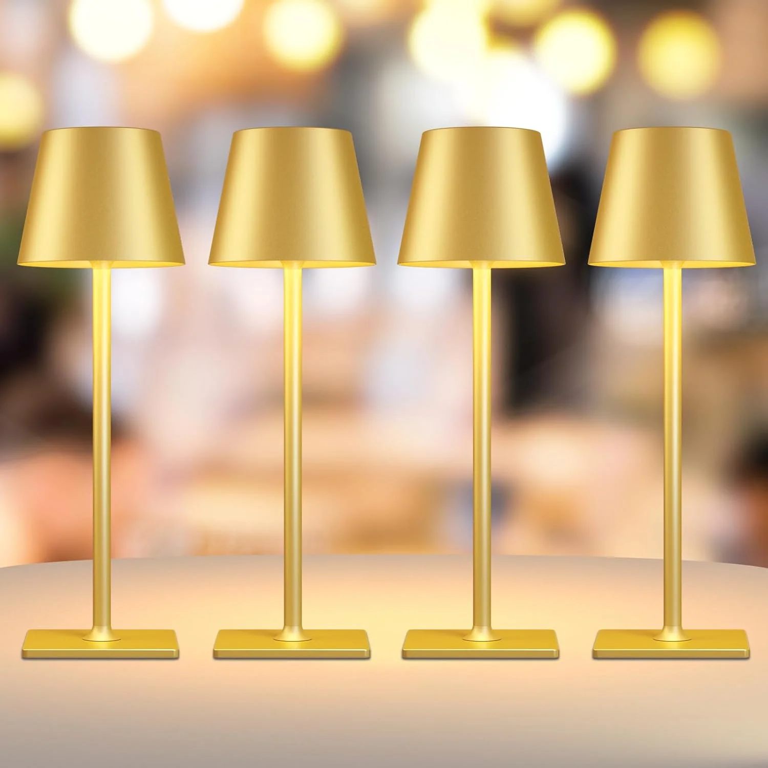 Yogaret 4 Pack Gold Rechargeable Led Cordless Table Lamps - Image 9
