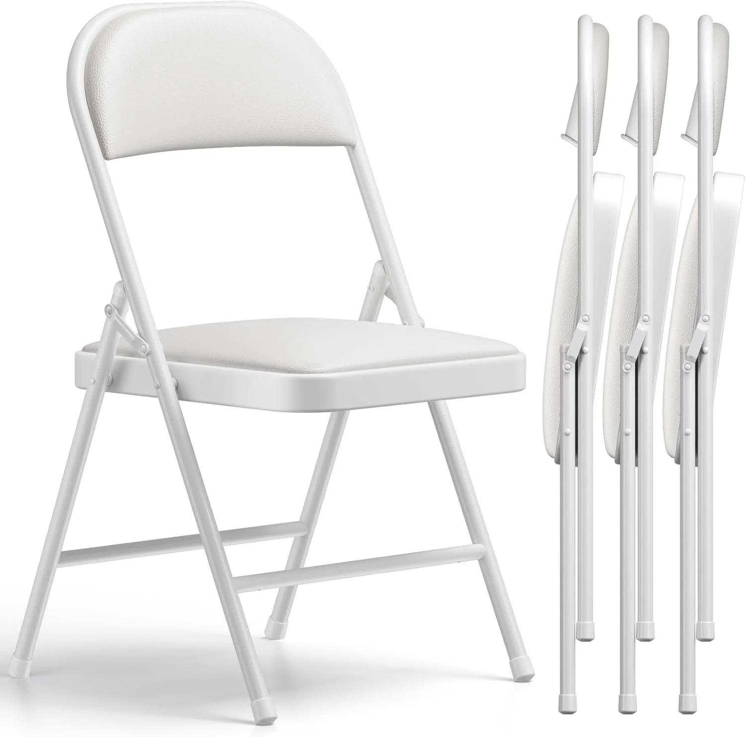MAKE CHANGES Folding Chair 4 Pack, Comfy PU Leather Padded Folding Chairs for Outside and Indoor - Image 12
