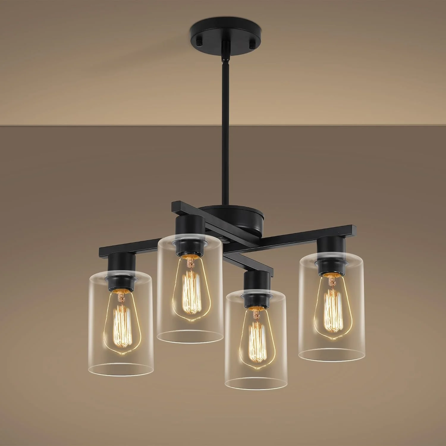 Kvaeavn 4-Light Modern Farmhouse Black Chandelier - Image 6