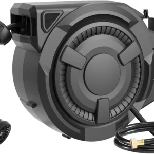 Alternative view of wikiwiki Retractable Garden Hose Reel 1/2 in x 100 ft, Heavy Duty Wall Mounted Hose Reel with 10- Function Sprayer
