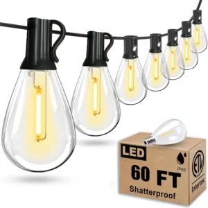 Tenmiro 200FT LED Outdoor String Lights with Remote, 74+2 Shatterproof Bulbs Dimmable Timing 3 Light Modes Outside Patio