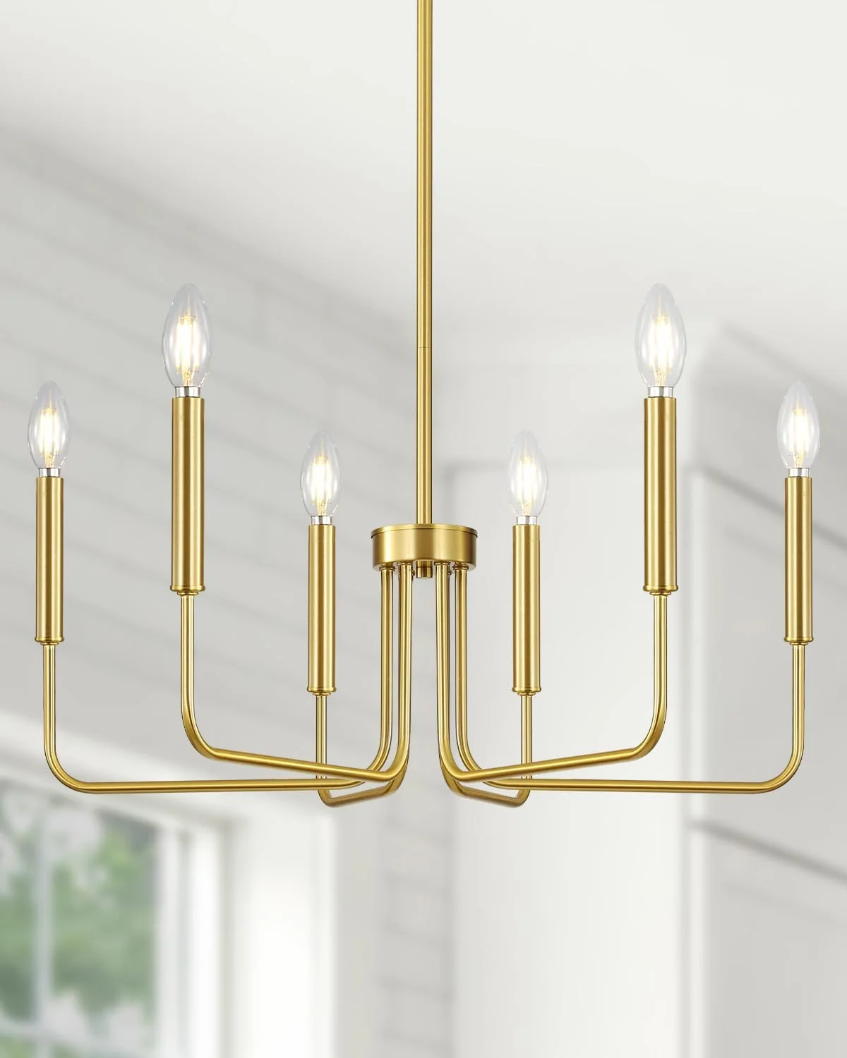 Yunnix 6 Light Champagne Bronze Chandelier, Farmhouse Chandelier for Dining Room Light Fixture Hanging - Image 11