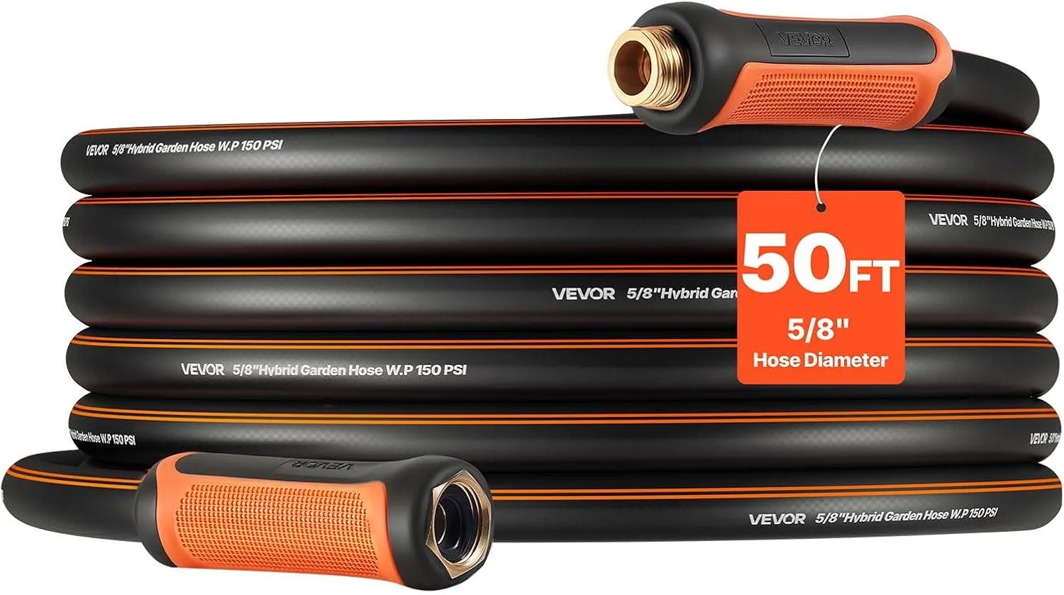 VEVOR Garden Hose, 200 ft 5/8 Heavy Duty Rubber Water Hose with 10 Mode Nozzle, 150PSI Working & 600PSI Burst - Image 3