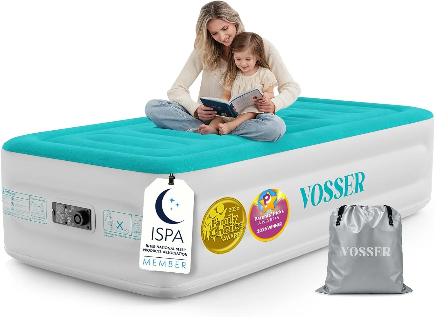 VOSSER Queen Air Mattress with Built-in Pump, 18'' Raised Blow Up Mattress, Flocked Top Inflatable Mattress for Home - Image 3