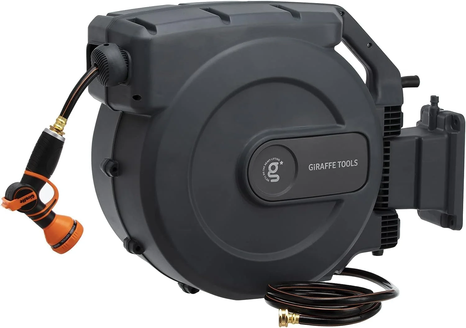 Giraffe Tools Retractable Garden Hose Reel 1/2 Inch x 130 ft, Super Heavy Duty, Wall Mounted and 180 Deg Swivel Bracket - Image 2