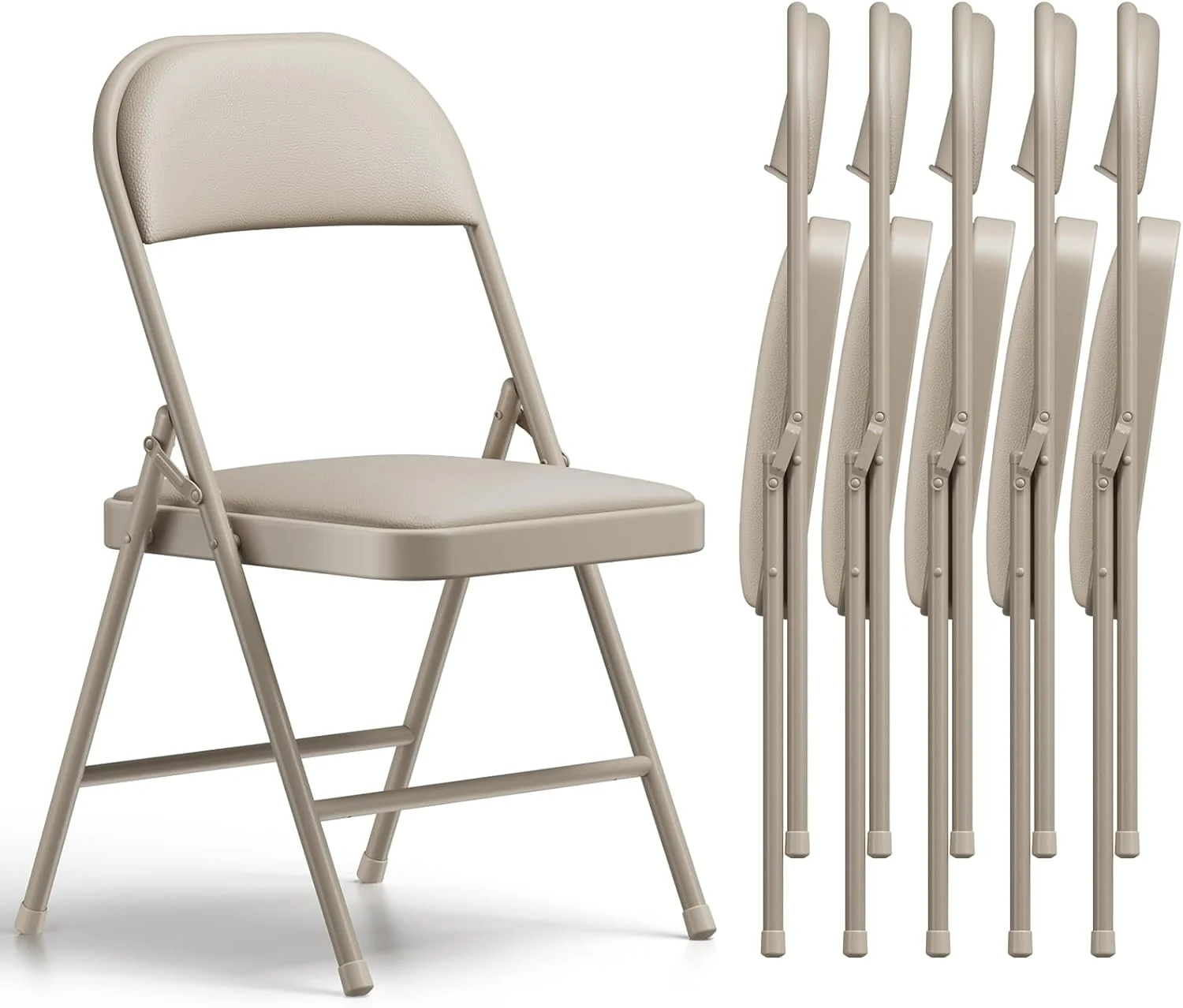MAKE CHANGES Folding Chair 4 Pack, Comfy PU Leather Padded Folding Chairs for Outside and Indoor - Image 16