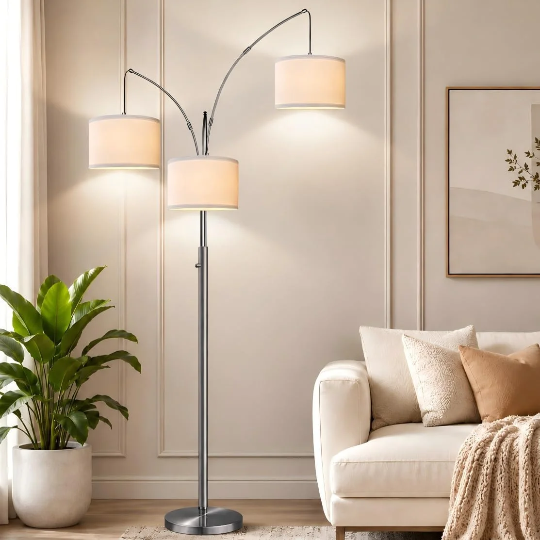 Nintiue 80-in 3-Light Dimmable Arc Floor Lamp, 3000LM - Image 3