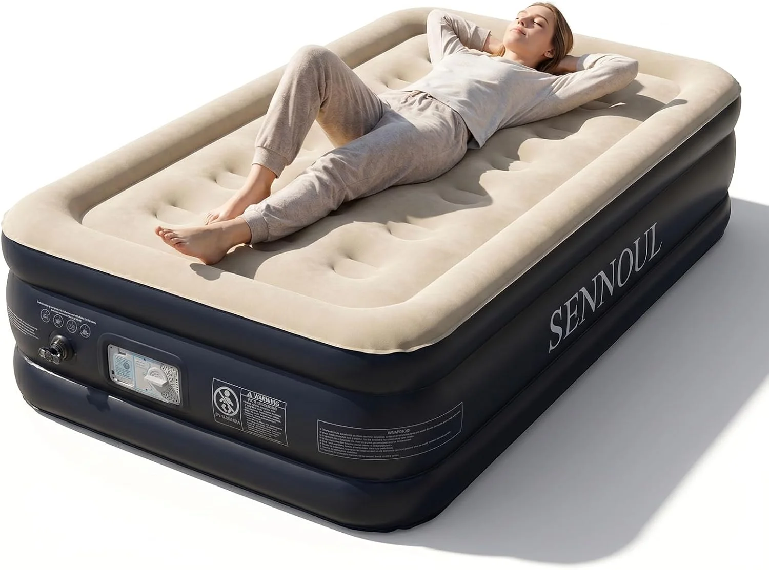 SENNOUL Air Mattress Queen with Built in Pump, Inflatable Mattress Blow Up Mattress 18 Raised Comfort - Image 4