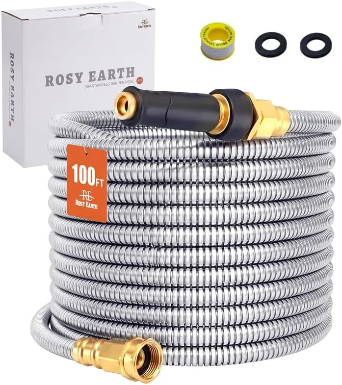 Rosy Earth Stainless Steel Garden Hose 100 FT, Heavy Duty Expandable Water Hose - Image 8