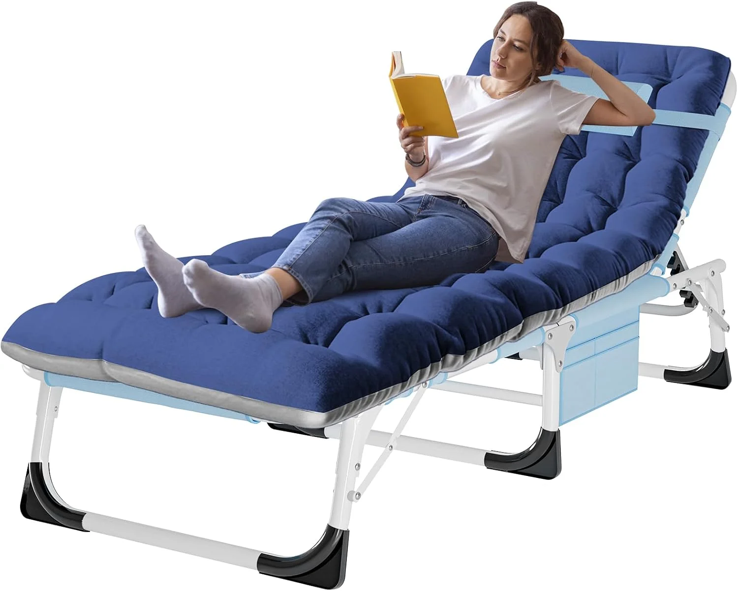 ABORON Heavy Duty Tanning Chair, Outdoor 5-Position Folding Chaise Lounge Chair with Pad, Portable Beach Lounge Chair - Image 17
