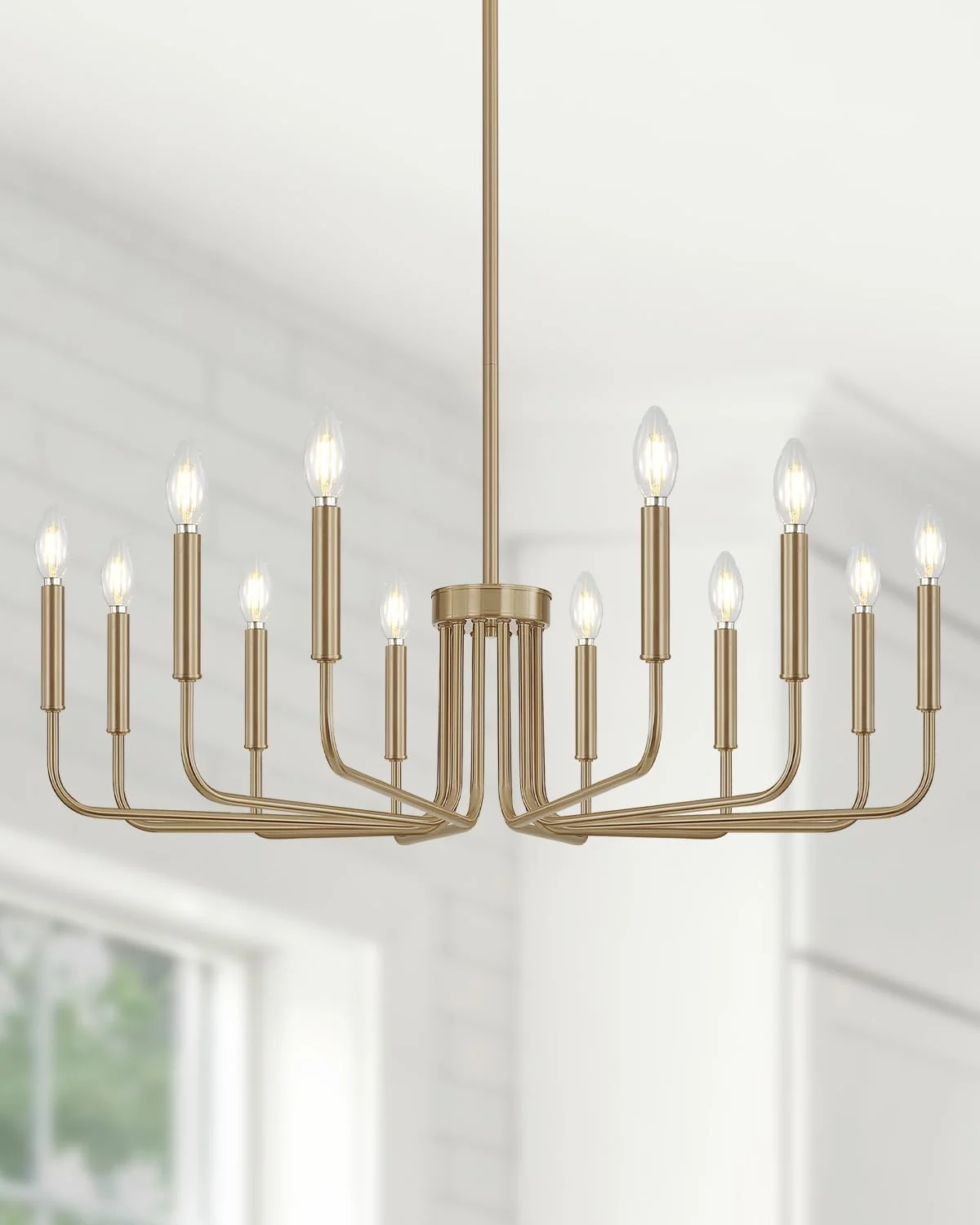 Yunnix 6 Light Champagne Bronze Chandelier, Farmhouse Chandelier for Dining Room Light Fixture Hanging - Image 8