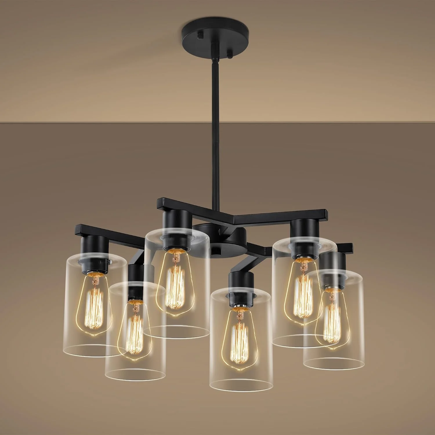 Kvaeavn 4-Light Modern Farmhouse Black Chandelier - Image 2