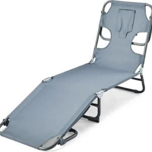 Alternative view of Amazon Basics Outdoor Lounge Tanning Chair, Foldable Chaise with Multi-Angle Backrest, Portable with Carry Strap, 1-Pack
