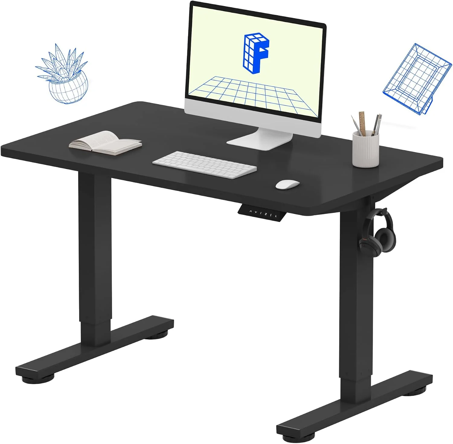 FLEXISPOT EN1 One-Piece Standing Desk, Electric Adjustable with 4 Memory Presets, 176 LBS Capacity, 48x24 Black - Image 6