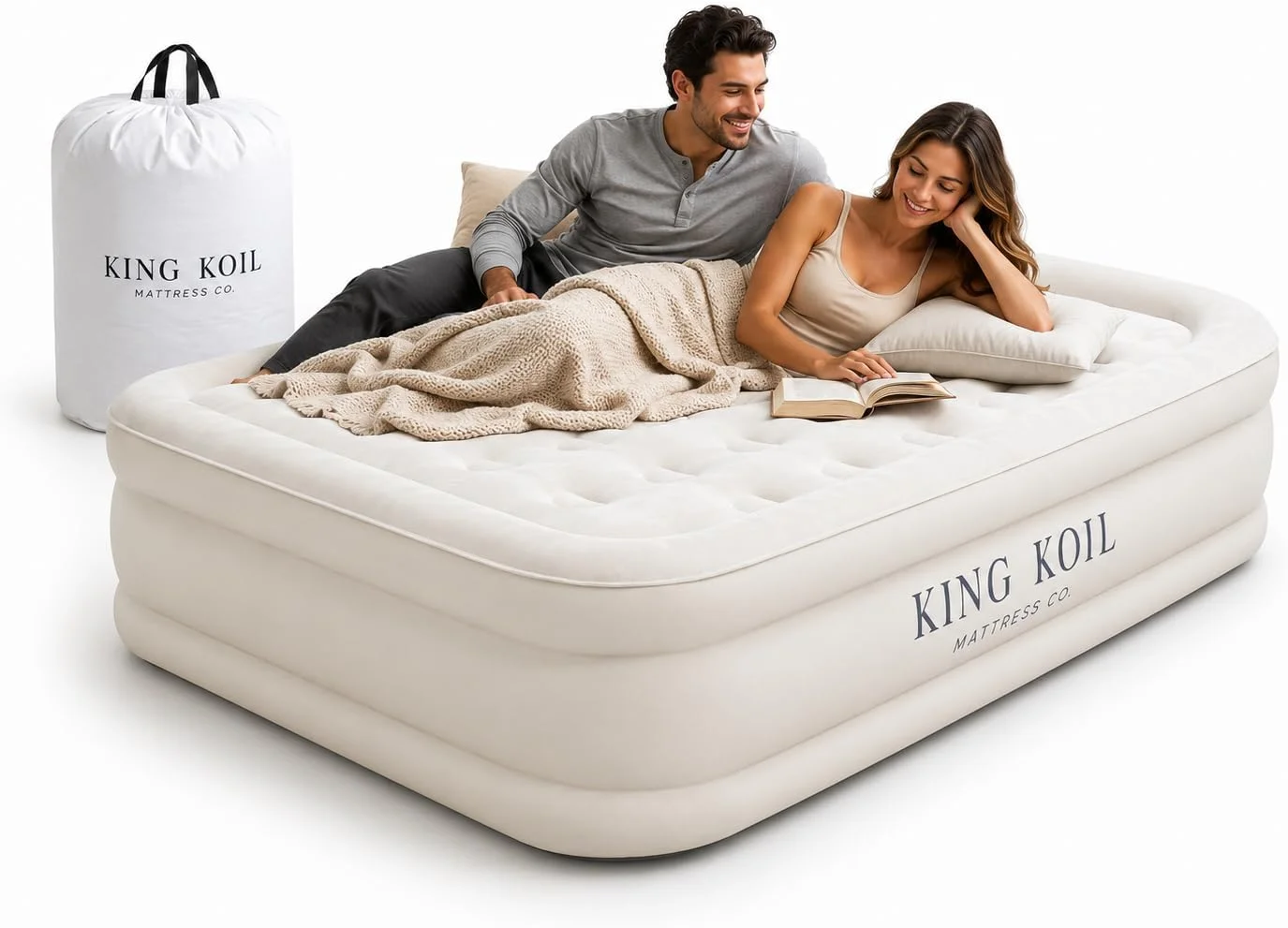 King Koil 20 Queen Air Mattress with Built-in High-Speed Pump, CNN Underscored Top Pick, Inflates in 2 Minutes - Image 2