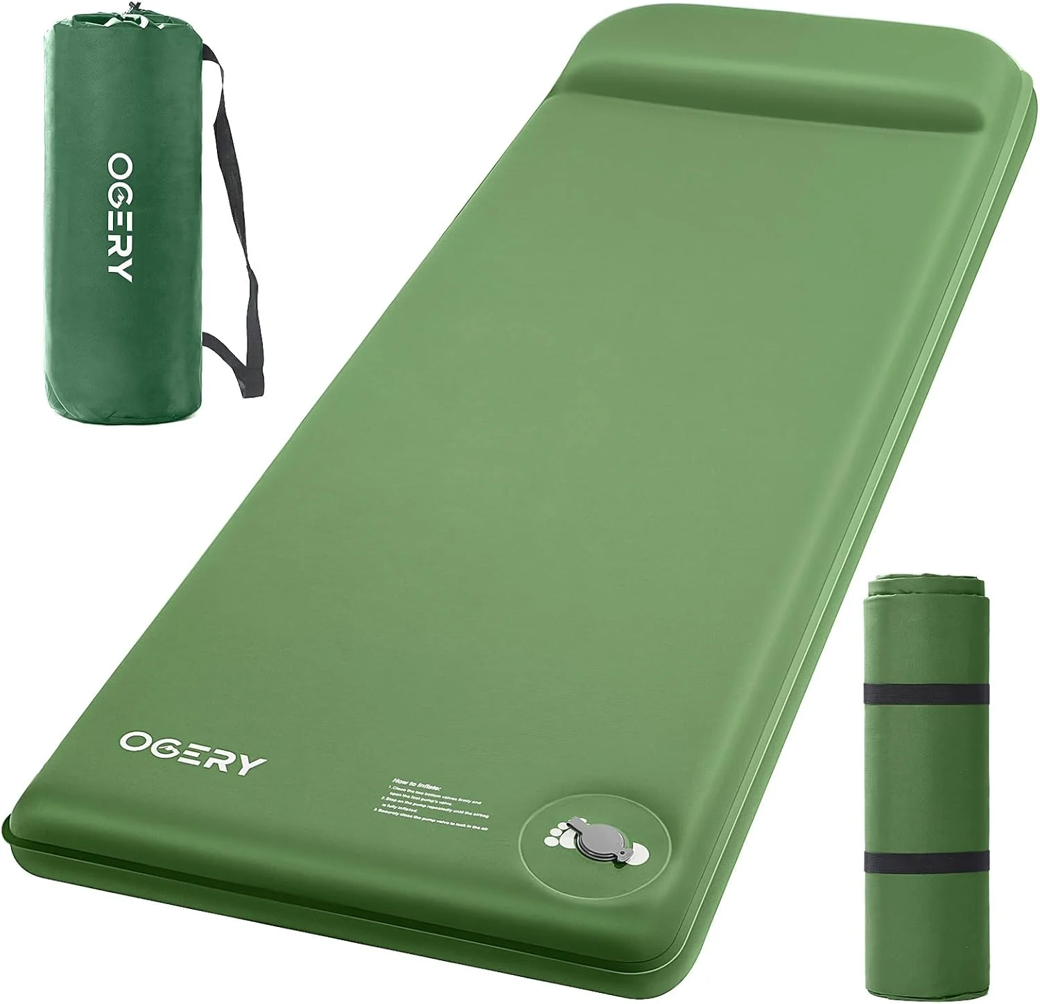 OGERY Self-Inflating Sleeping Pad with Built-in Foot Pump, 3 Memory Camping Mattress Pad, Quiet & 9.5 R-Value Insulated - Image 2