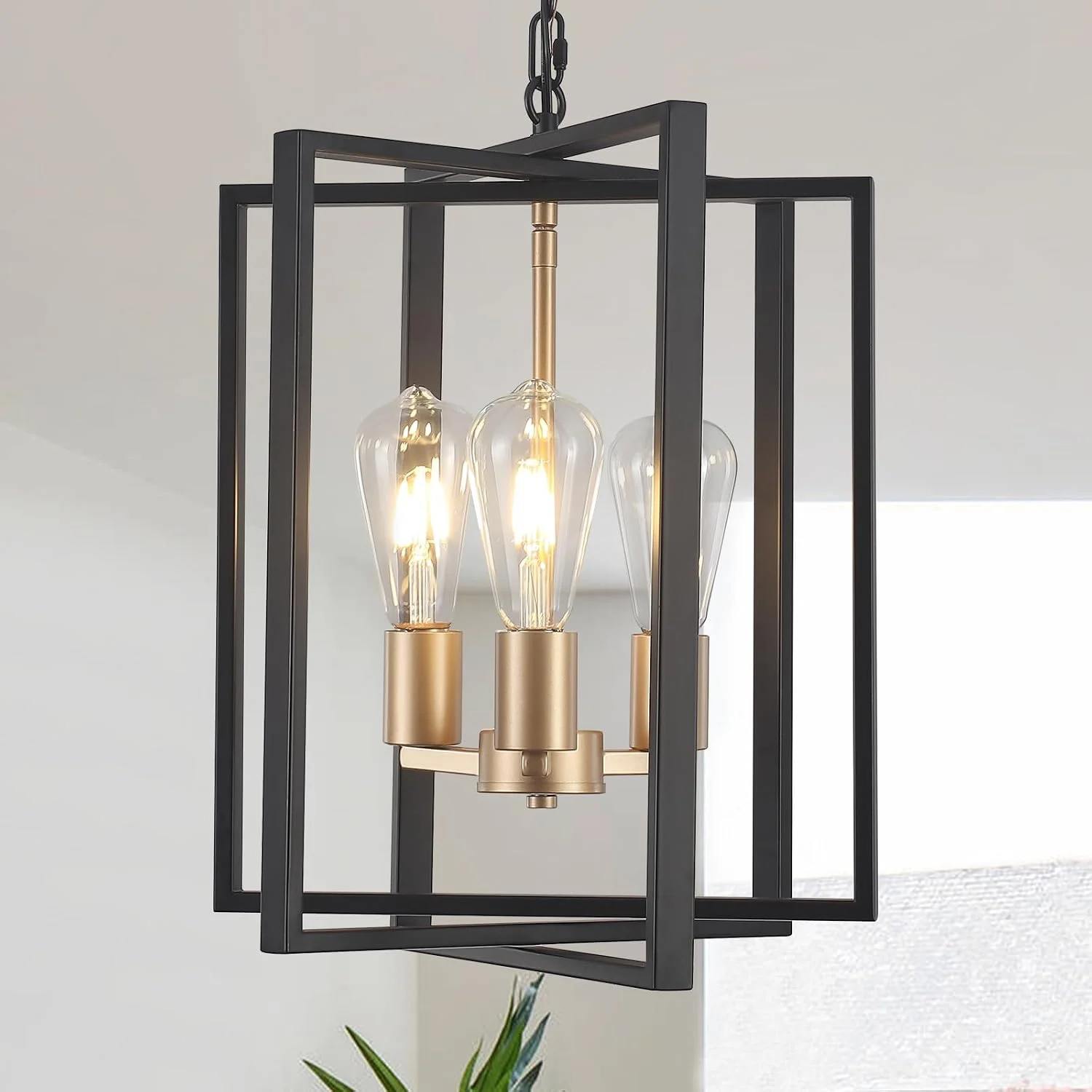 Webfkh Black Farmhouse Modern Chandelier Light Fixture for Dining Room, 3 Light - Image 2