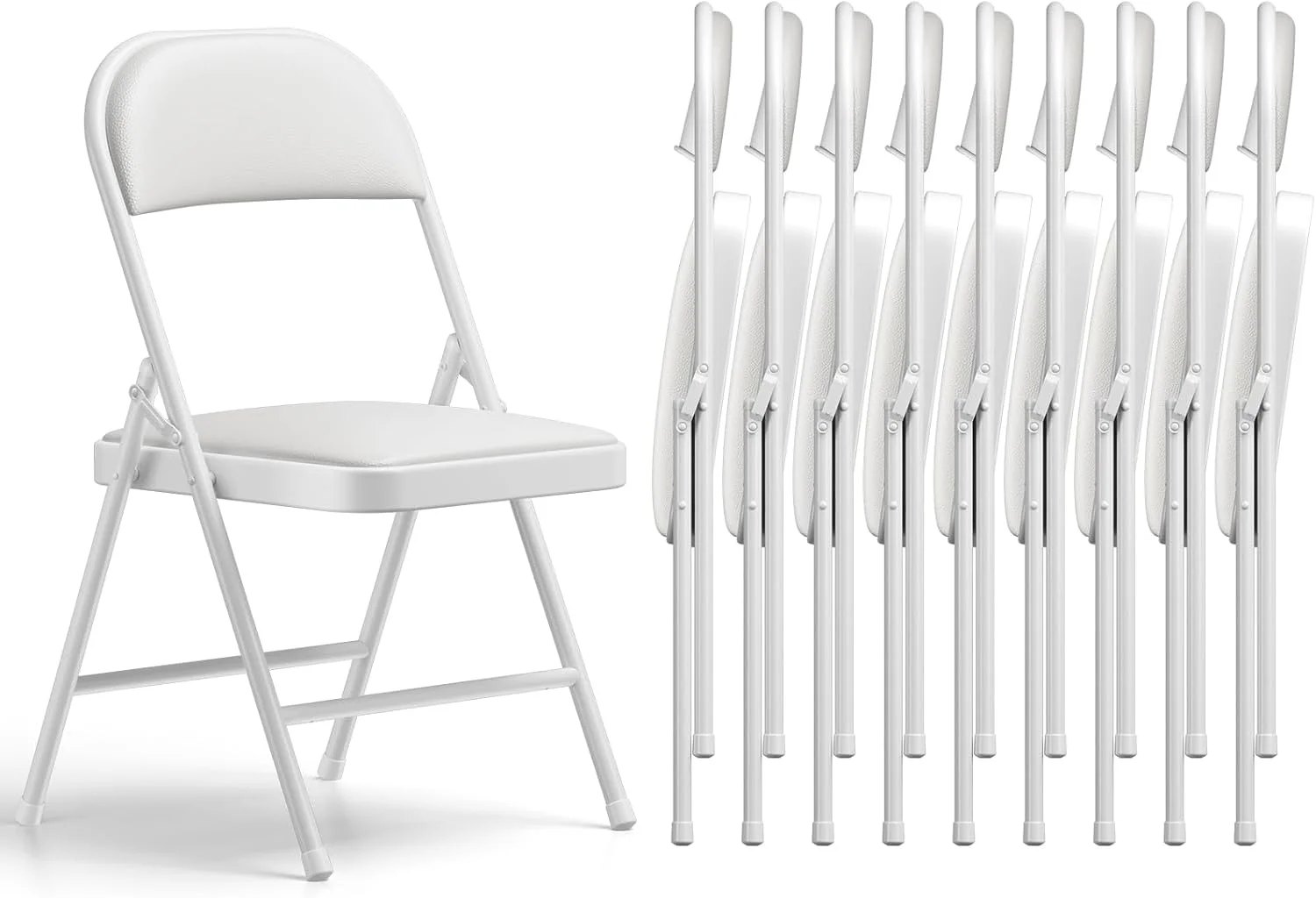 MAKE CHANGES Folding Chair 4 Pack, Comfy PU Leather Padded Folding Chairs for Outside and Indoor - Image 10