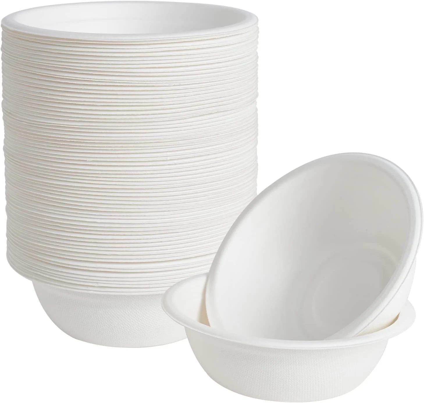 ECOLipak 150 Pack 12 oz Compostable Paper Bowls Disposable, White - Image 3