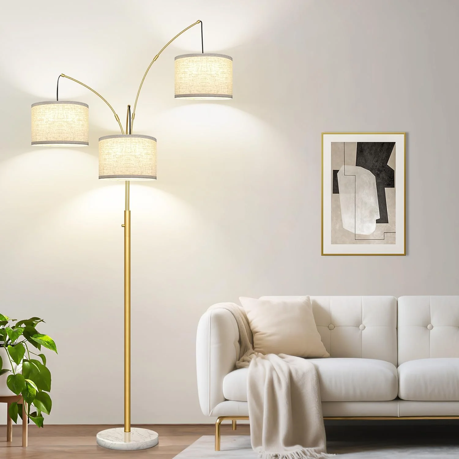 Nintiue 80-in 3-Light Dimmable Arc Floor Lamp, 3000LM - Image 4