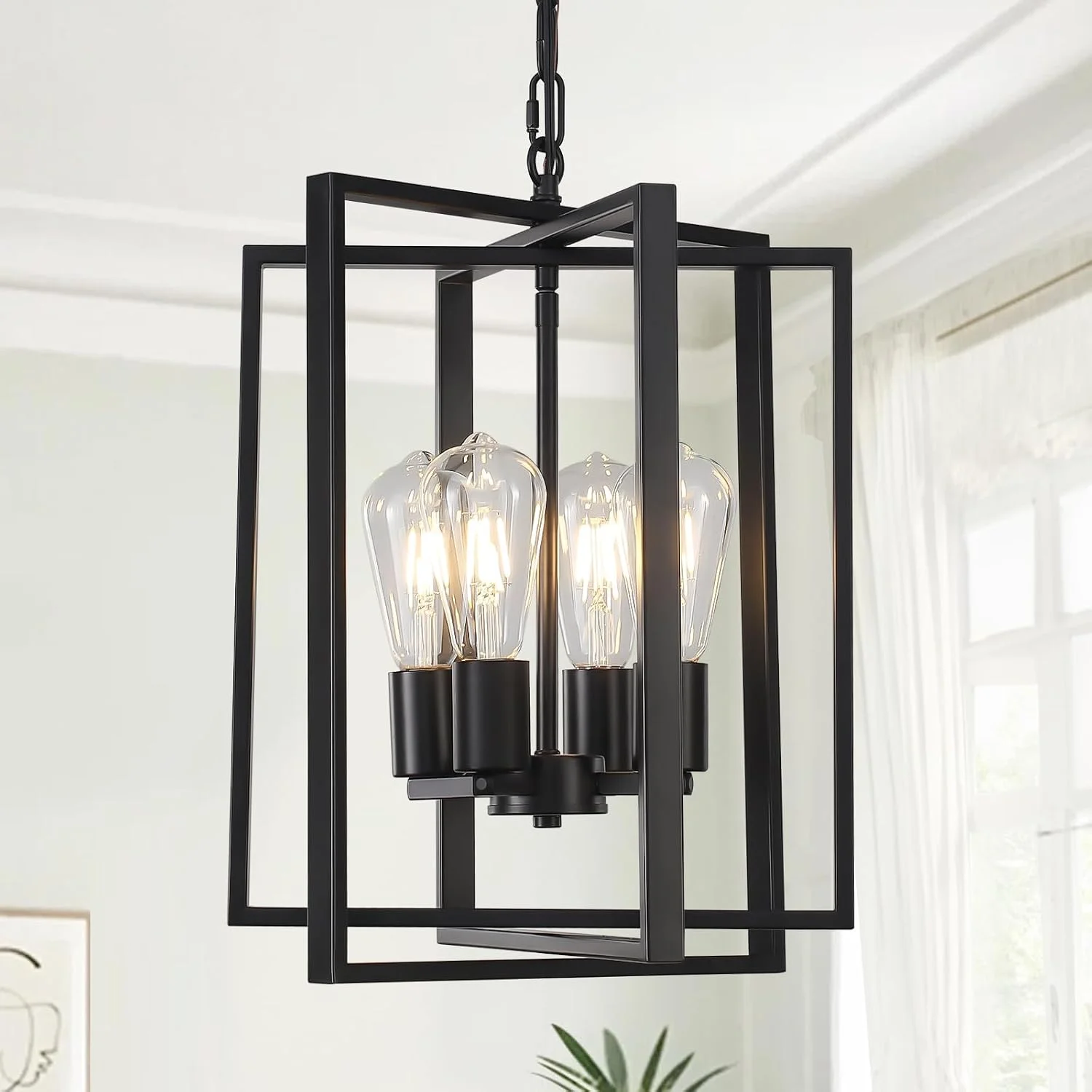 Webfkh Black Farmhouse Modern Chandelier Light Fixture for Dining Room, 3 Light - Image 5