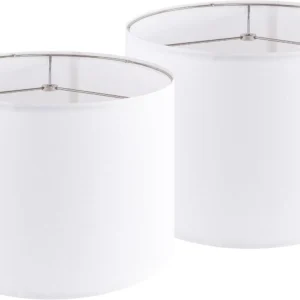 Creme Fabric Drum Lamp Shade with Embroidered Leaf Trim 13 Top x 13 Bottom x 10 High (Spider) Set of 2 Medium Lamp
