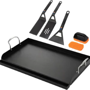 Alternative view of Utheer 25 x 16 Pre-Seasoned Nonstick Cast Iron Griddle for Gas & Charcoal Grills, Universal Flat Top with Grease Groove