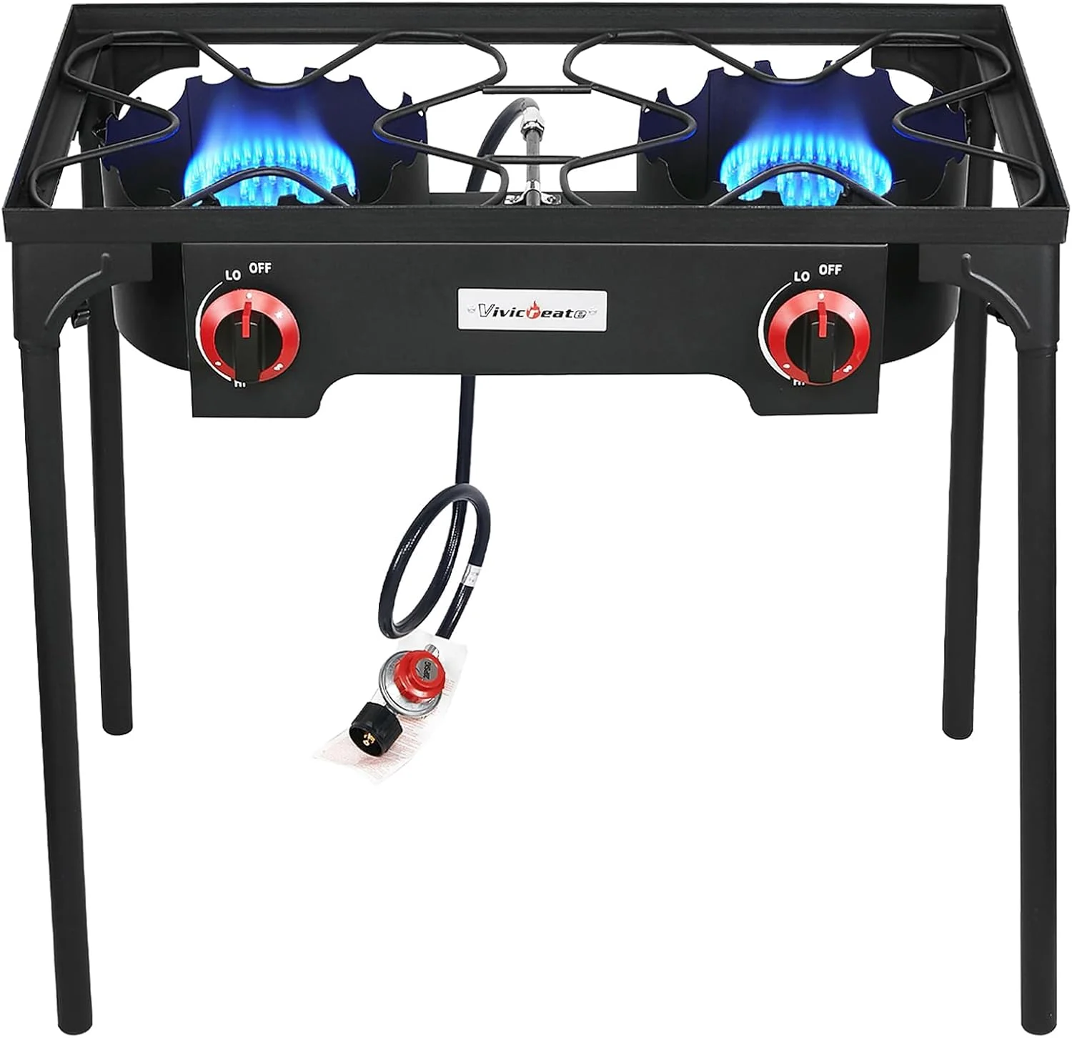 VIVICREATE Propane Grill 2 Burner Outdoor Propane Stove Portable Gas Grill High Pressure Camping Stove Double Burner