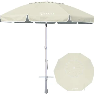 AMMSUN 8 Feet Large Beach Umbrella with Sand Anchor Heavy Duty High Wind Portable Outdoor Umbrellas UV 50+ Protection