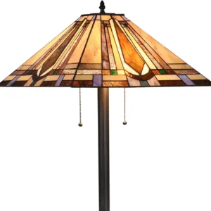 DOCHEER Tiffany Style Floor Lamp Vintage Stained Glass Shade 65" Tall Mission Floor Standing Reading Corner Light