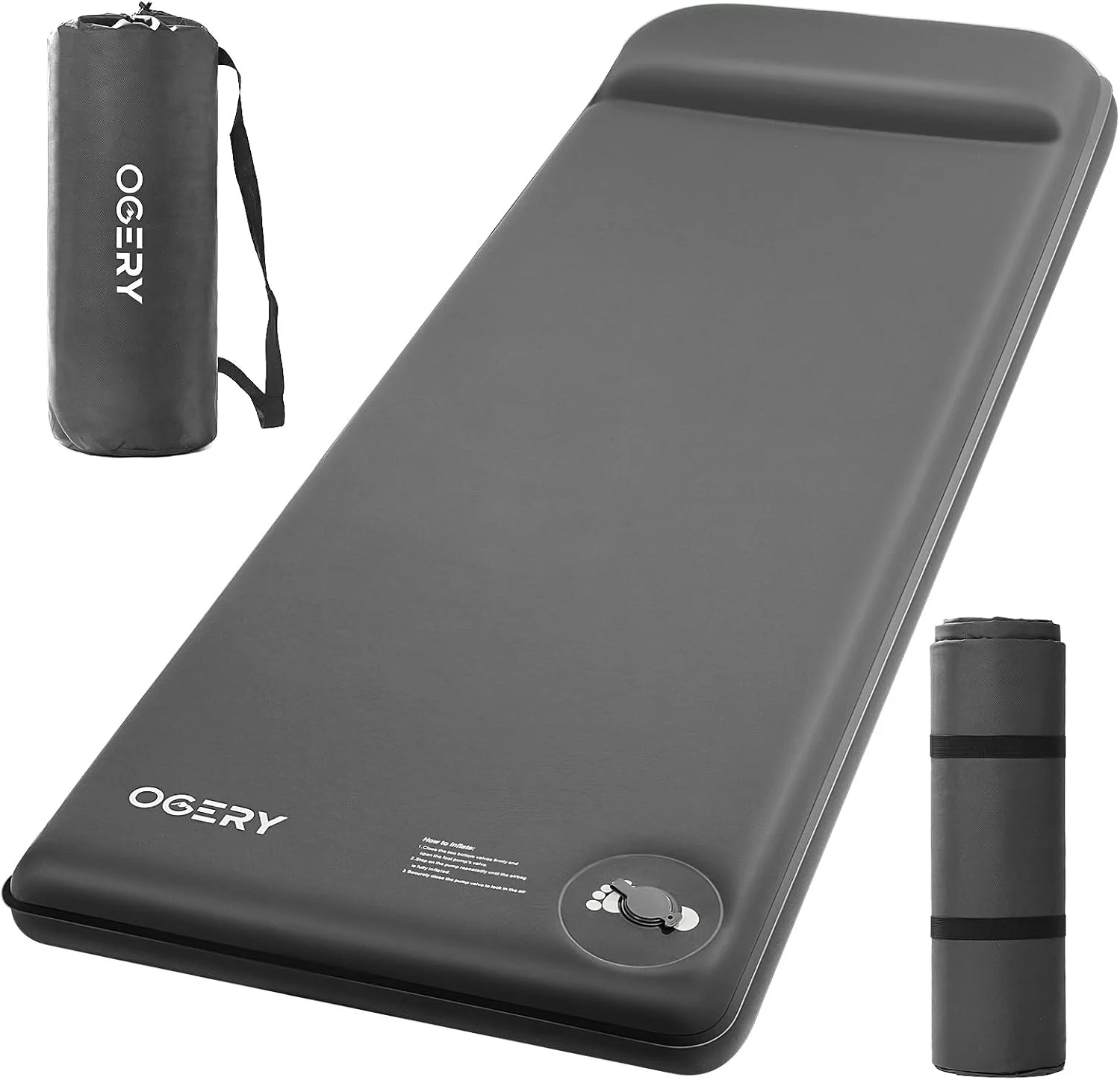 OGERY Self-Inflating Sleeping Pad with Built-in Foot Pump, 3 Memory Camping Mattress Pad, Quiet & 9.5 R-Value Insulated - Image 3