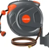 100FT Retractable Garden Hose Reel 1/2 Inch, Wall Mounted Heavy Duty Water Hose with Auto-Lock