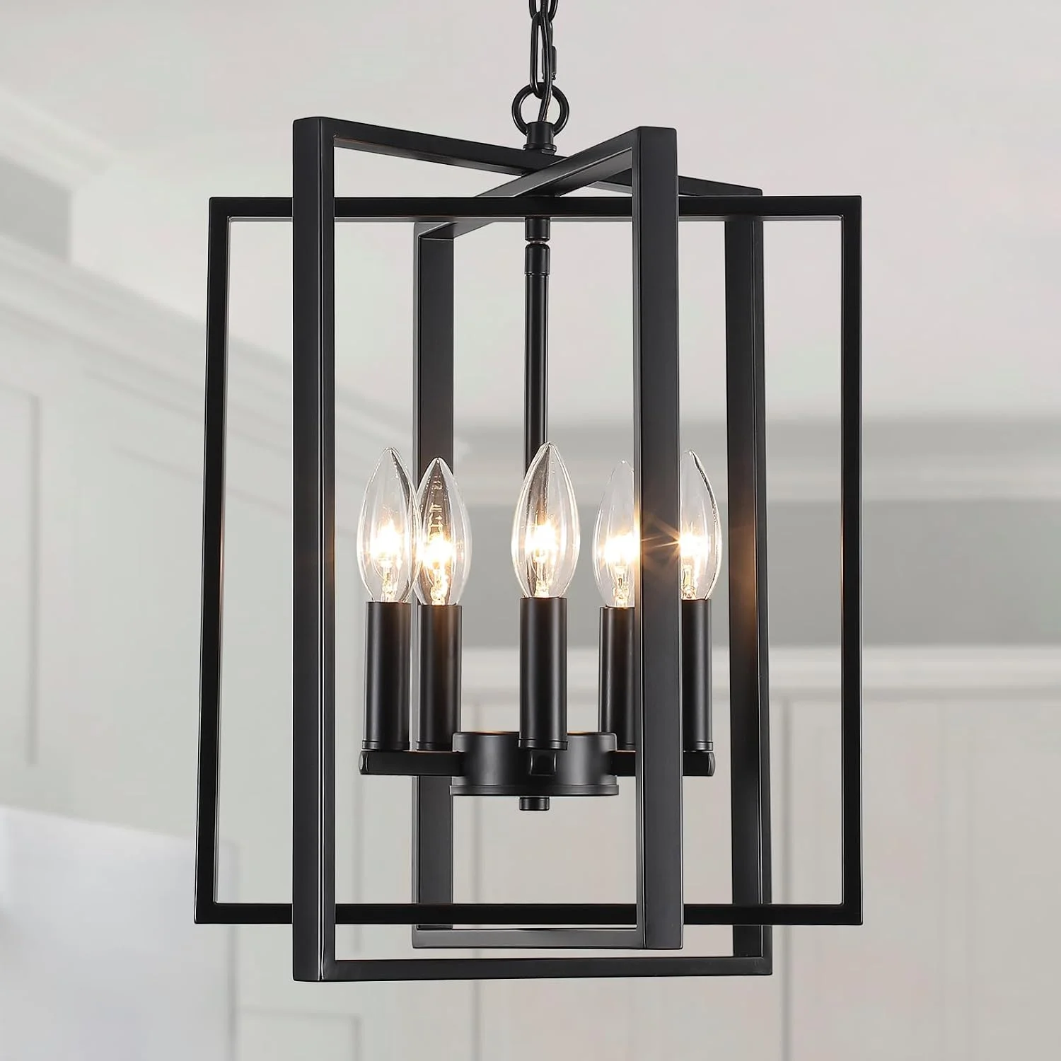 Webfkh Black Farmhouse Modern Chandelier Light Fixture for Dining Room, 3 Light