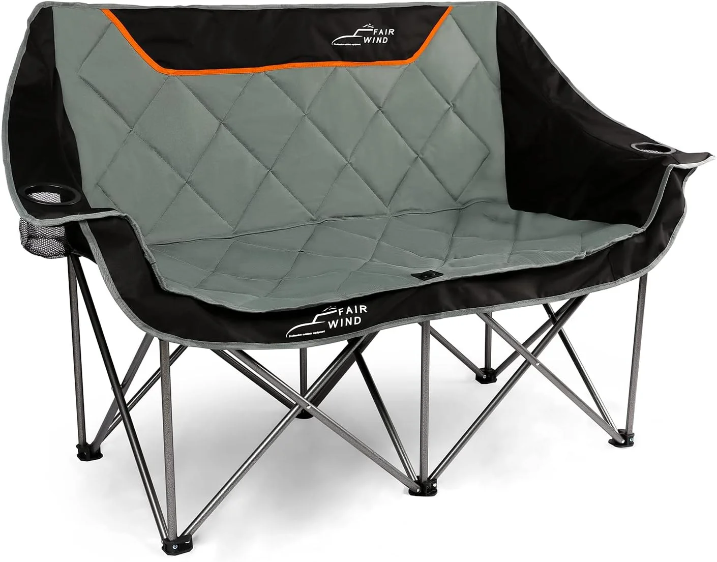 FAIR WIND Oversized Fully Padded Camping Chair Folding Loveseat Camping Couch Double Duo Chair Heavy Duty Quad Fold Arm