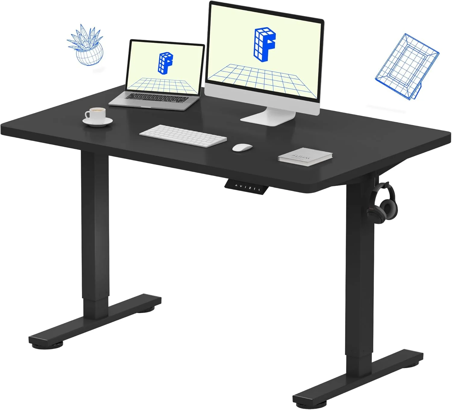 FLEXISPOT EN1 One-Piece Standing Desk, Electric Adjustable with 4 Memory Presets, 176 LBS Capacity, 48x24 Black