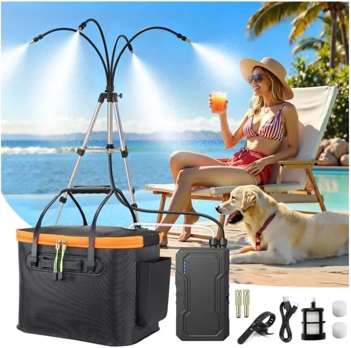 Ausic Portable Misting System for Outside Patio, Outdoor Water Cooling Mister with Battery Powered Pump (Max 8Hrs) - Image 2