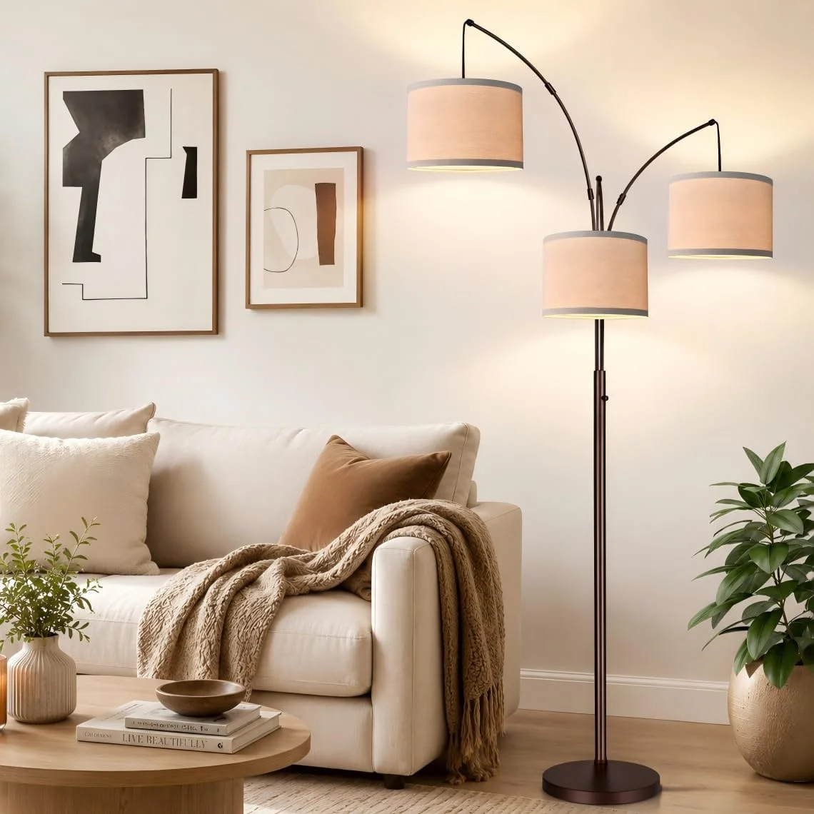 Nintiue 80-in 3-Light Dimmable Arc Floor Lamp, 3000LM
