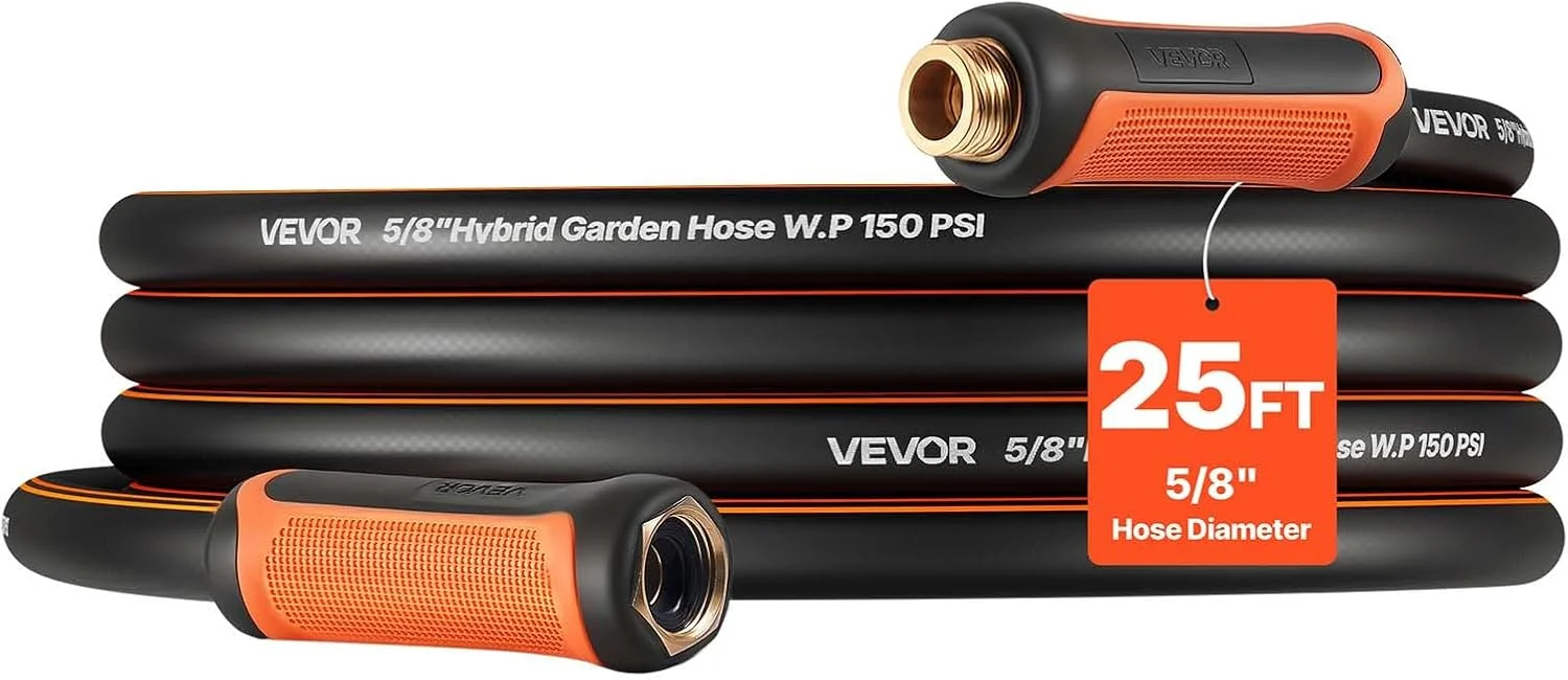 VEVOR Garden Hose, 200 ft 5/8 Heavy Duty Rubber Water Hose with 10 Mode Nozzle, 150PSI Working & 600PSI Burst - Image 2
