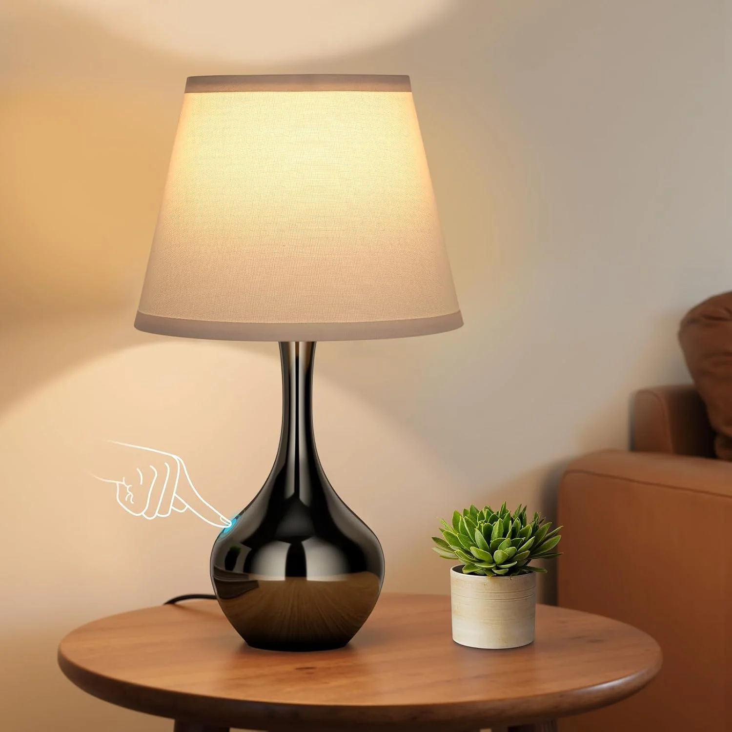 Seealle Touch Table Lamp, Dimmable, Bulb Included, Wood-Paint Desk Lamp for Kids Room - Image 8