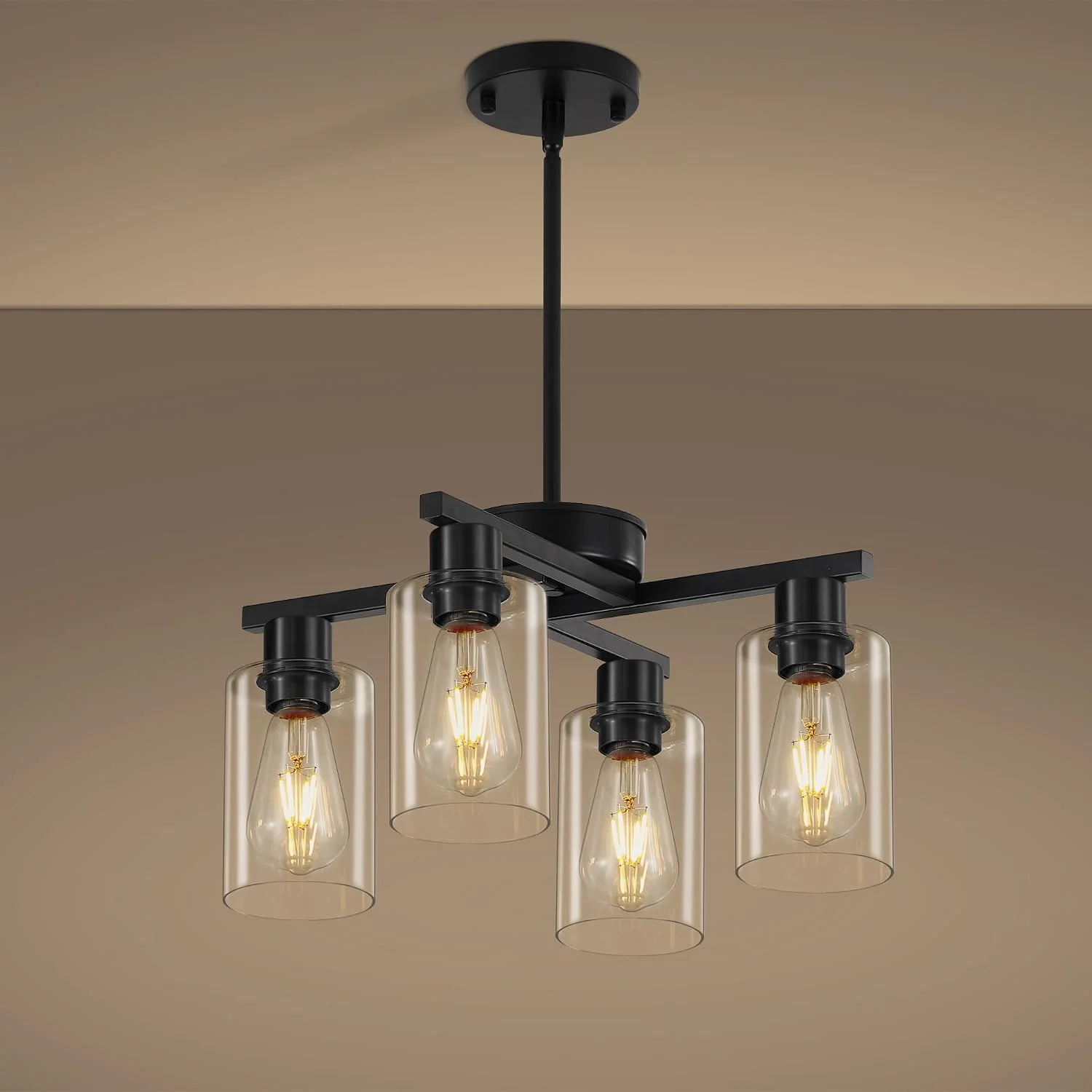 Xeruyiwa 4-Light Black Modern Farmhouse Chandelier - Image 4