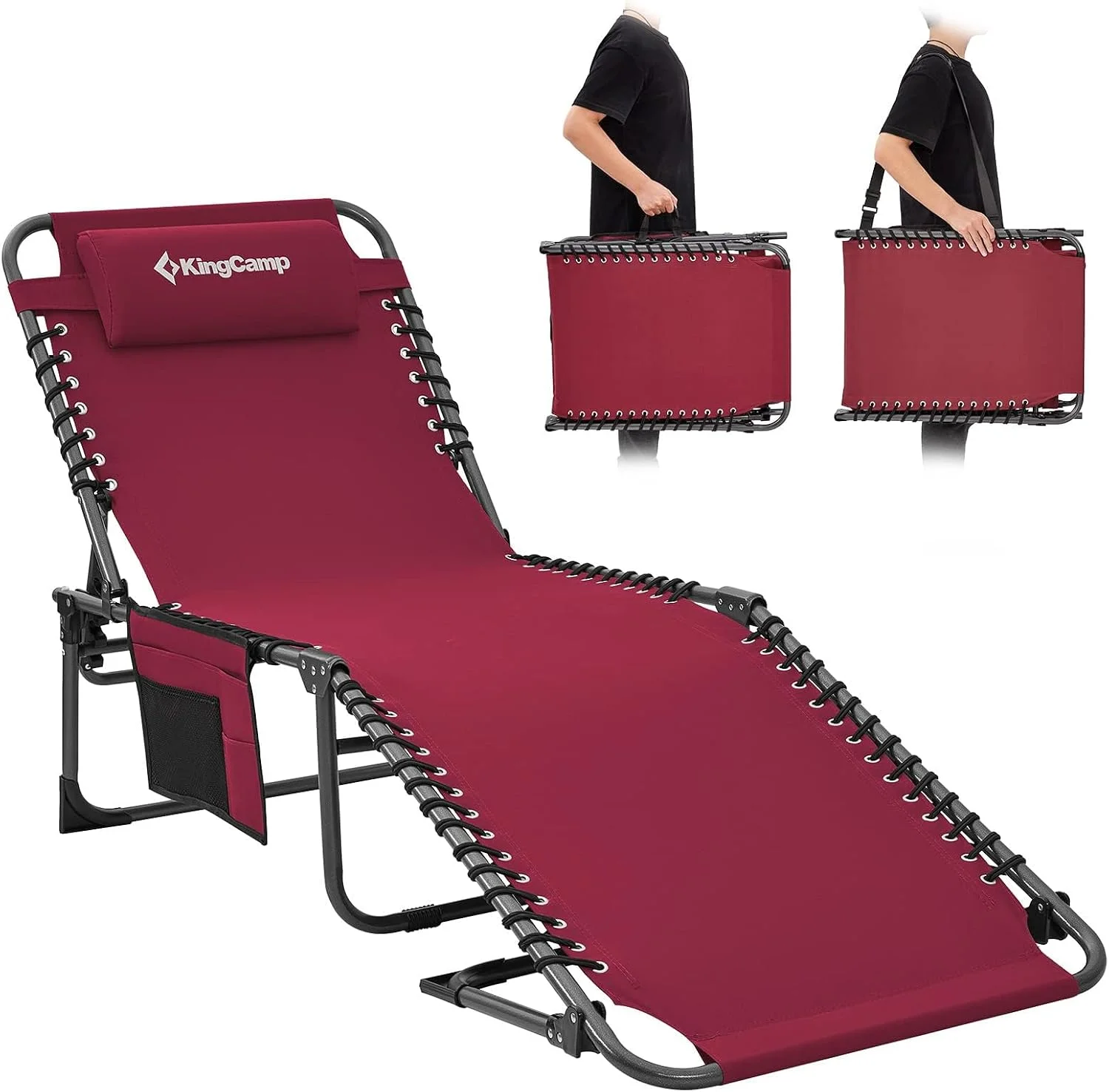 KingCamp Lounge Chair with face Hole & Canopy Shade, 400LBS Folding Portable Tanning Chair with face Hole - Image 4