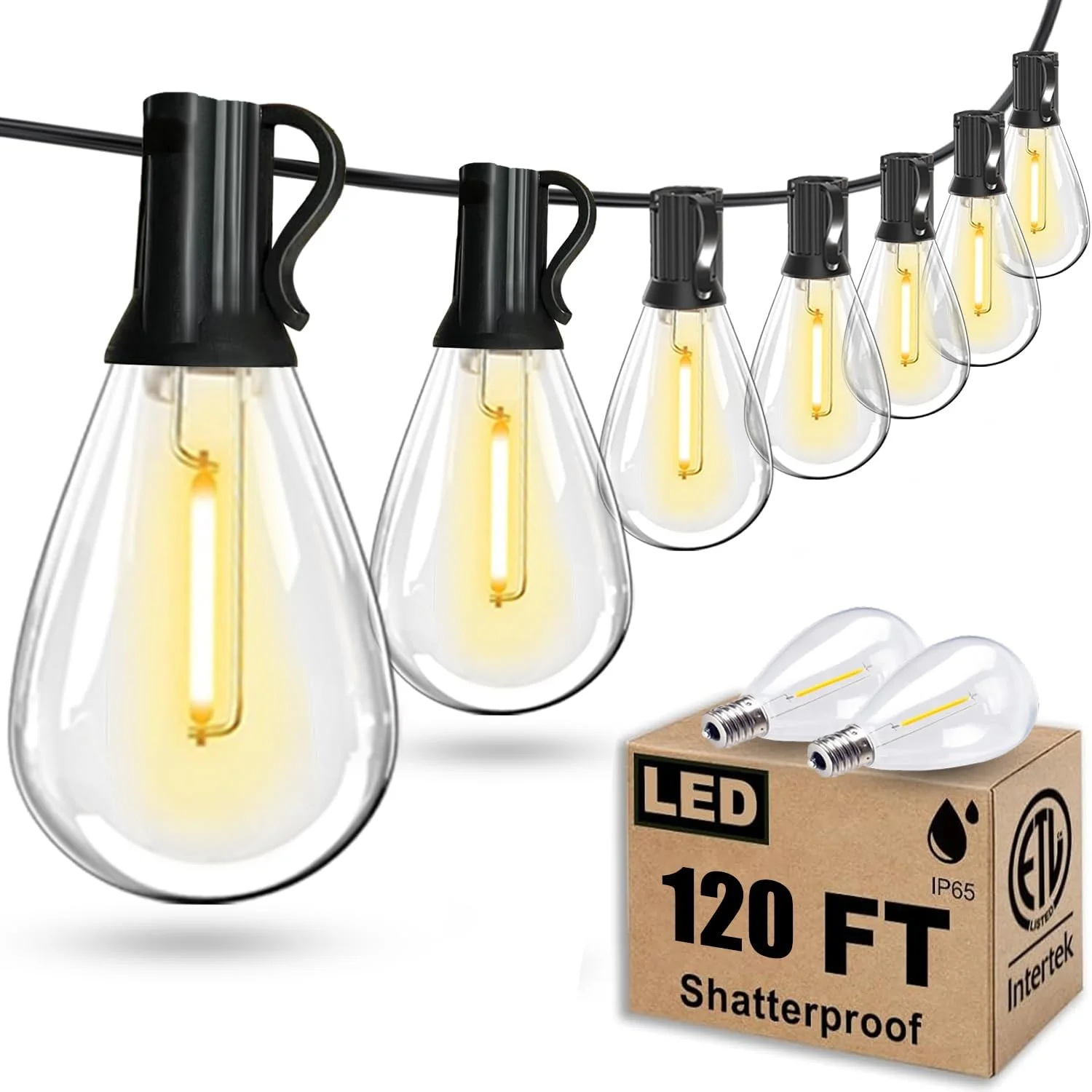 Tenmiro 200FT LED Outdoor String Lights with Remote, 74+2 Shatterproof Bulbs Dimmable Timing 3 Light Modes Outside Patio - Image 3