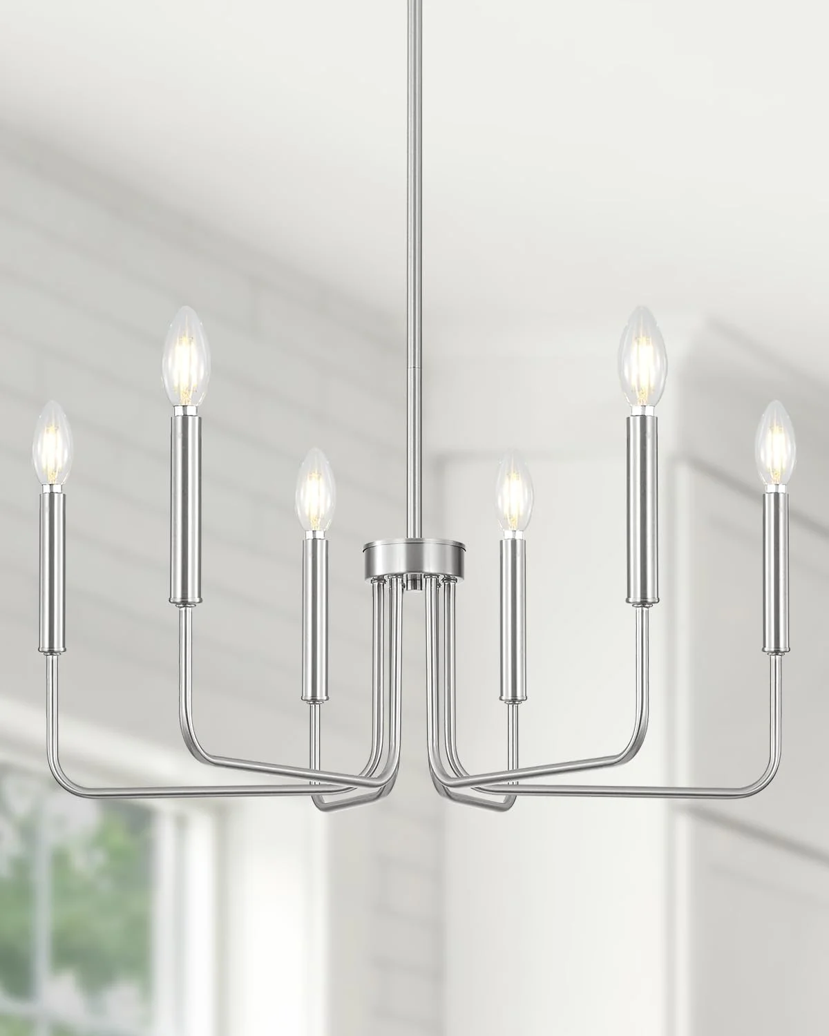 Yunnix 6 Light Champagne Bronze Chandelier, Farmhouse Chandelier for Dining Room Light Fixture Hanging - Image 7