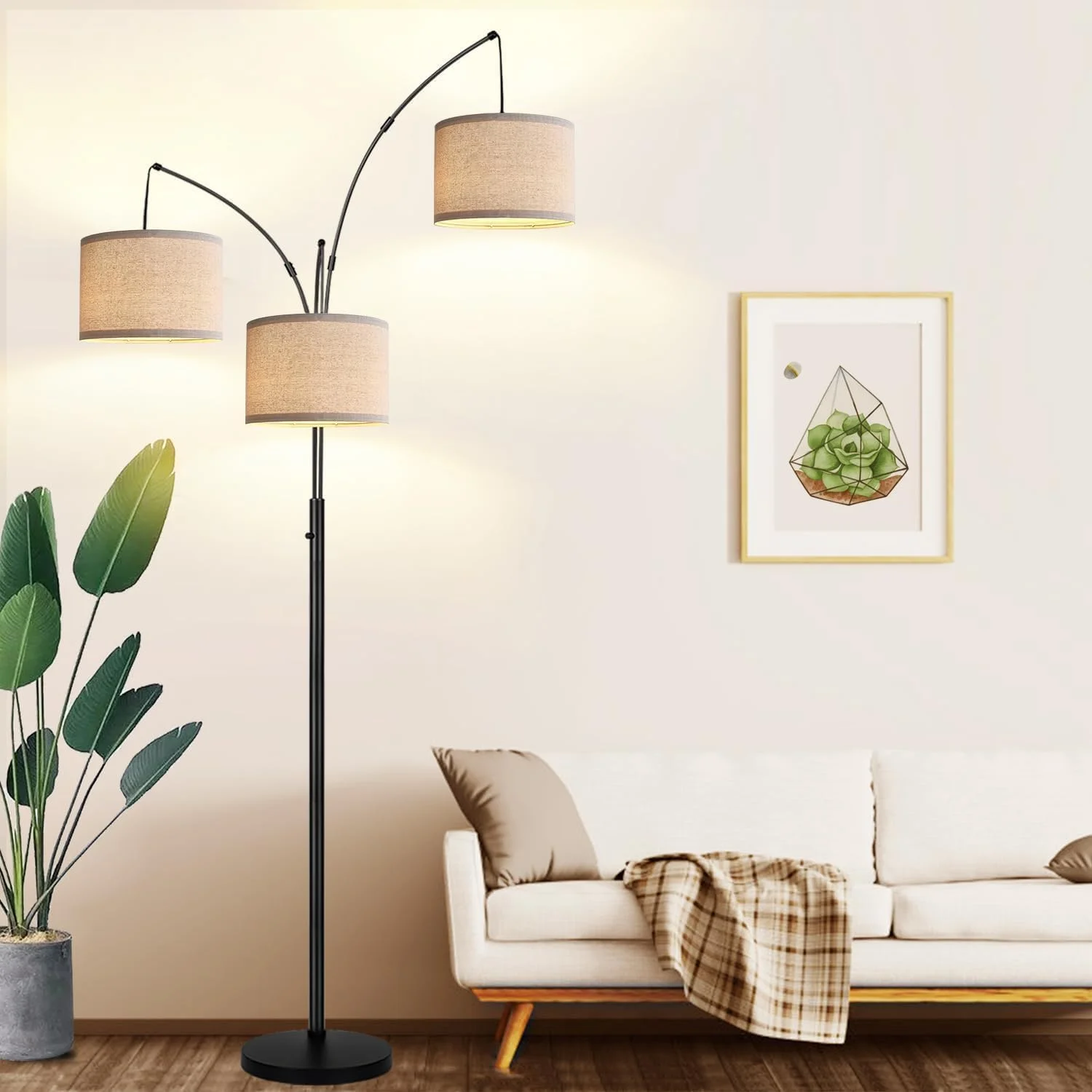 Nintiue 80-in 3-Light Dimmable Arc Floor Lamp, 3000LM - Image 5