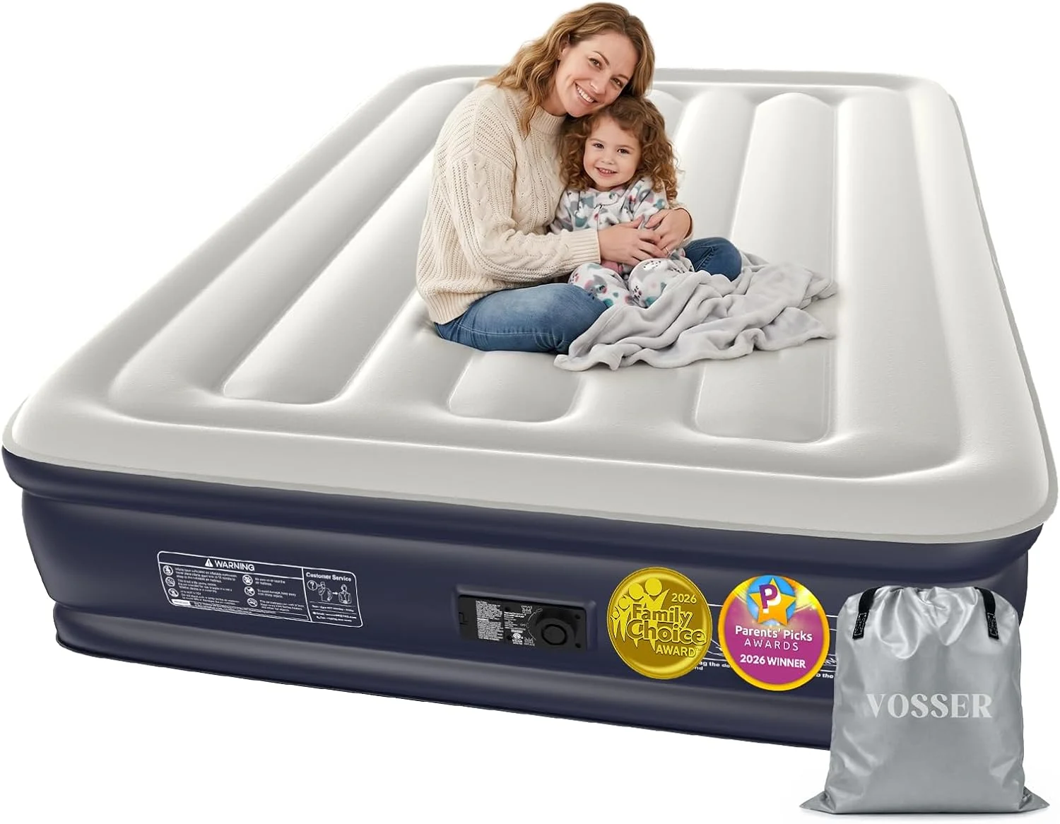 VOSSER Air Mattress Queen with Built-in Pump, 18 Raised Inflatable Blow Up Mattress, Upgraded Heavy Duty Portable Air - Image 10