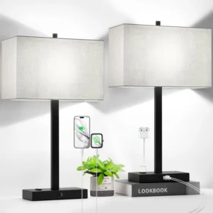Alternative view of 21 Touch Bedside lamps with 2 USB & AC Outlets, Dimmable, Bulb Included
