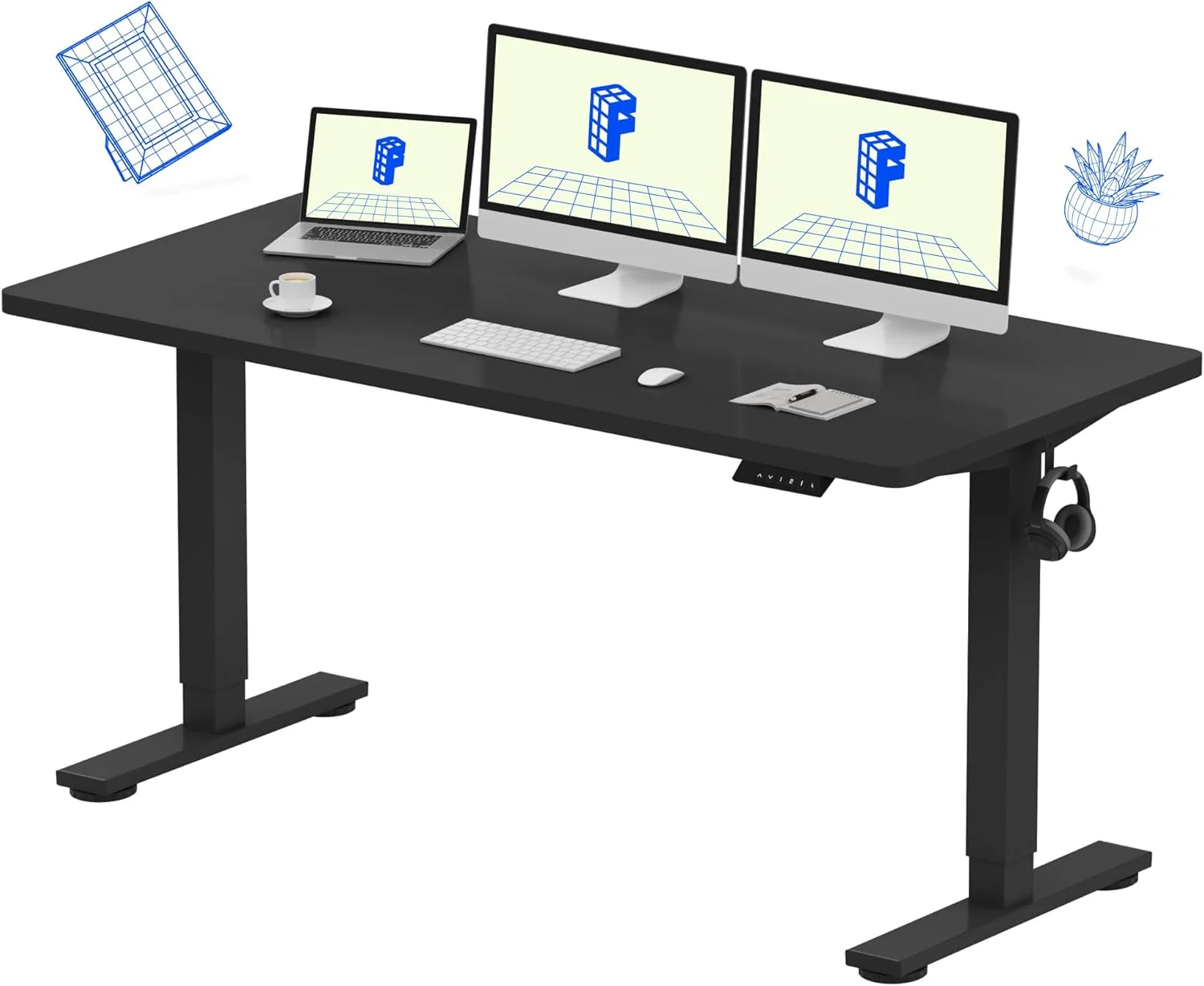 FLEXISPOT EN1 One-Piece Standing Desk, Electric Adjustable with 4 Memory Presets, 176 LBS Capacity, 48x24 Black - Image 12