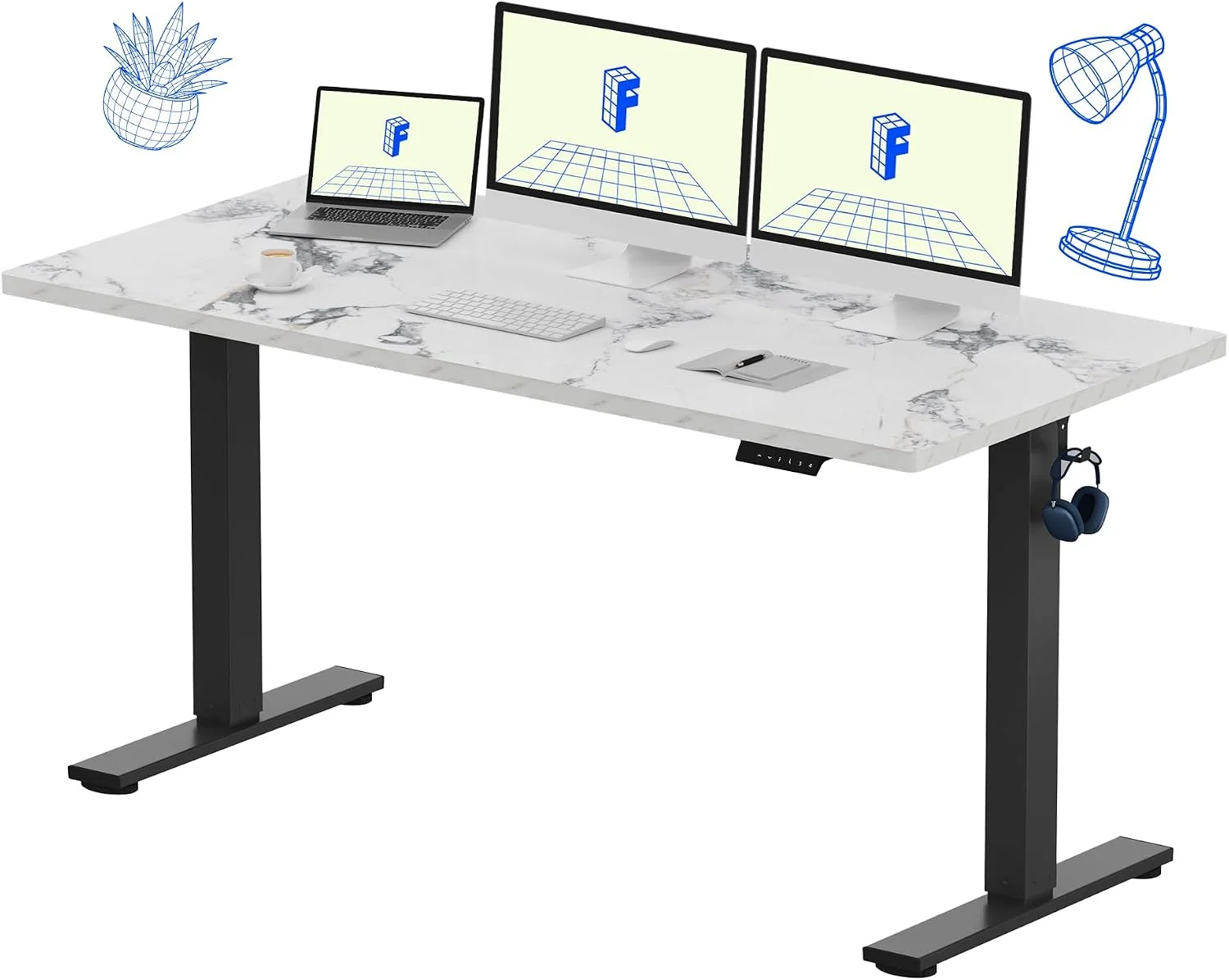 FLEXISPOT EN1 One-Piece Standing Desk, Electric Adjustable with 4 Memory Presets, 176 LBS Capacity, 48x24 Black - Image 47